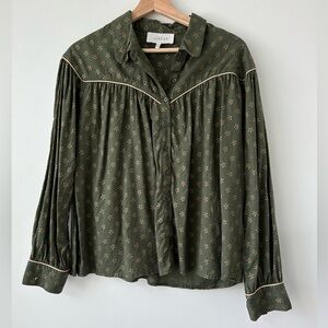 THE GREAT. Olive Green Button Down Shirt